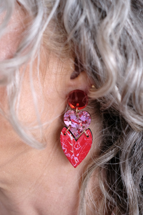 Heart Drop Earrings in 2 Styles