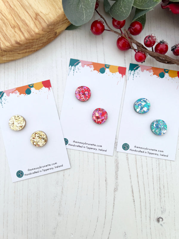 Sparkly Disco Shards Stud Earrings