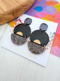 Black Sparkle Dangle Earrings