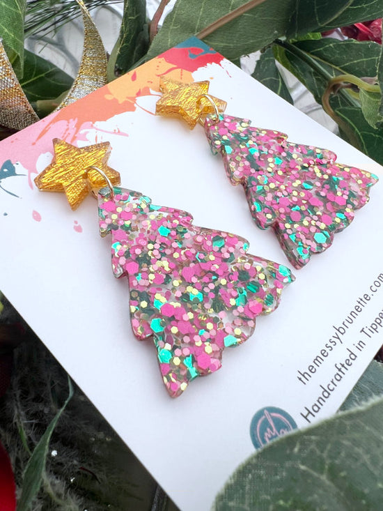 Festive Christmas Tree Dangle Earrings