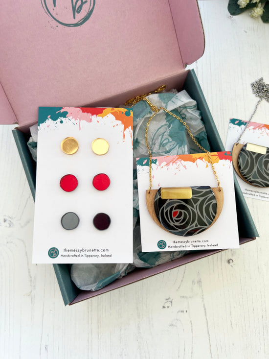 Rose Necklace with Studs Jewellery Gift Box