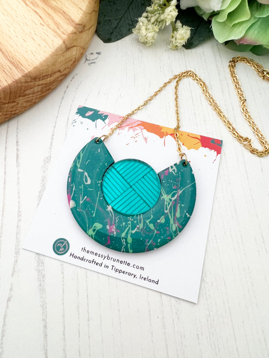 Colourful Green Splashes Necklace