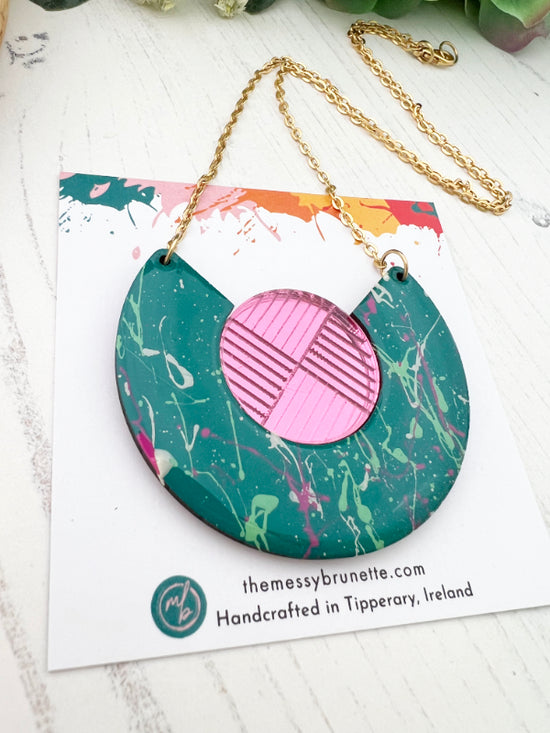 Colourful Green Splashes Necklace