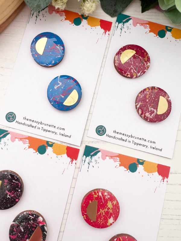 Load image into Gallery viewer, Colourful Splatter Stud Earrings

