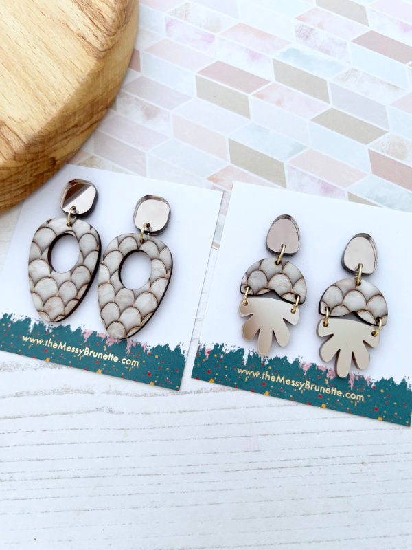 Mocha Cream and Brown Earring Drops in 2 Styles
