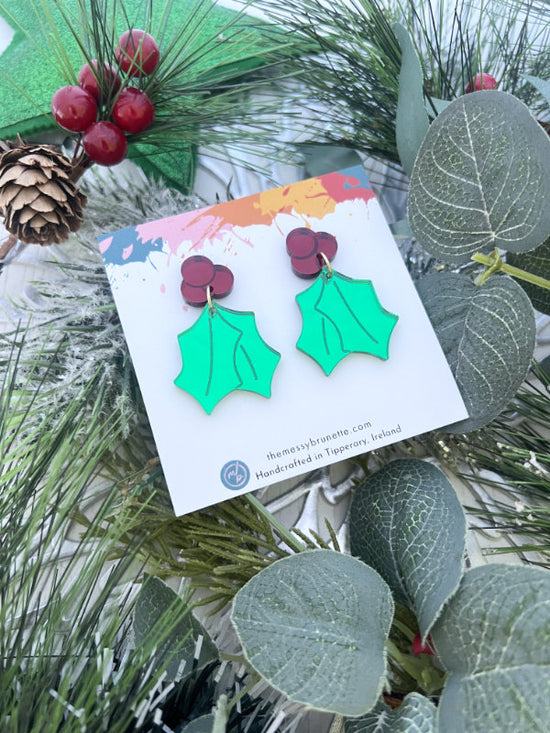 Holly Christmas Earrings