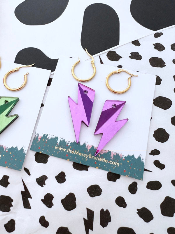 Lilac Bolt Hoop Earrings