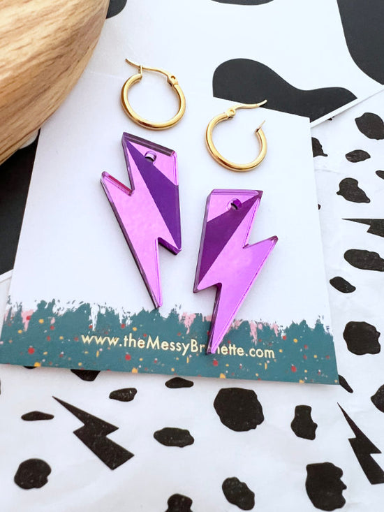 Lilac Bolt Hoop Earrings
