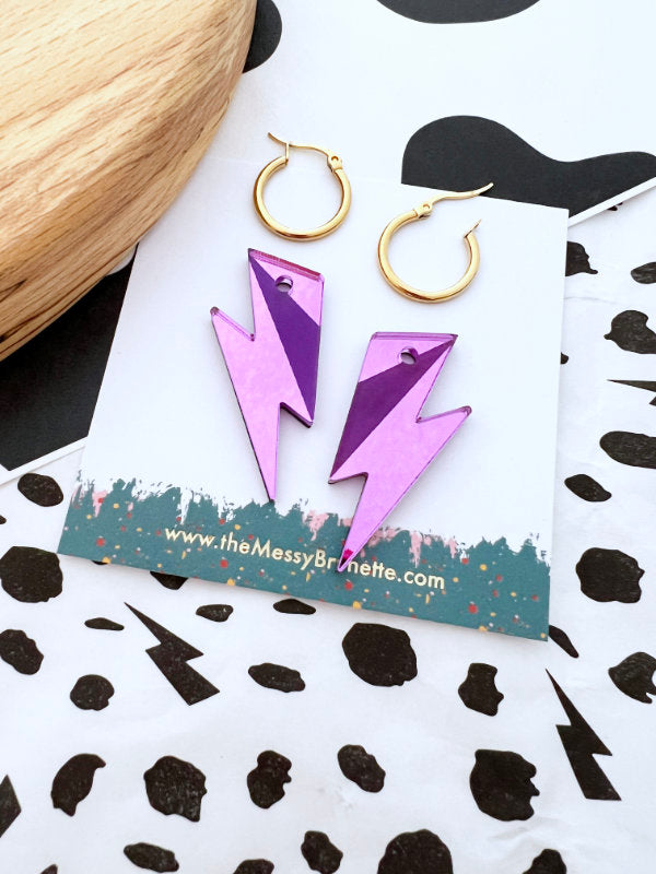 Lilac Bolt Hoop Earrings