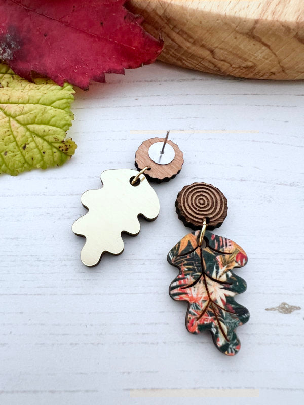 Autumn Leaf Earrings on Studs or Hoops