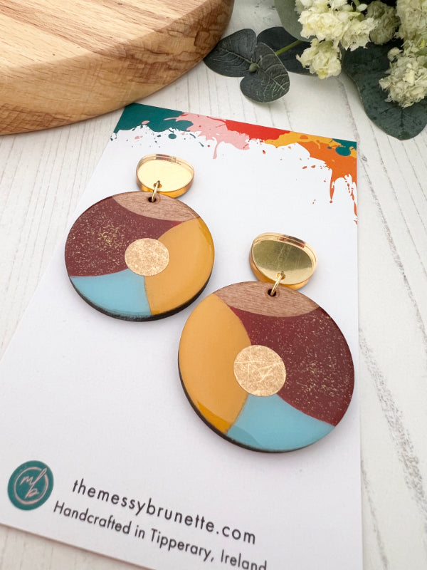 Painted Circle Earrings in 3 Styles