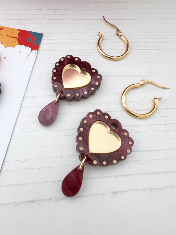 Heart Drop Earrings in 2 Styles