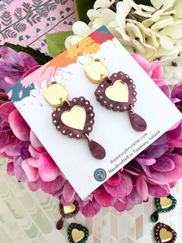 Heart Drop Earrings in 2 Styles