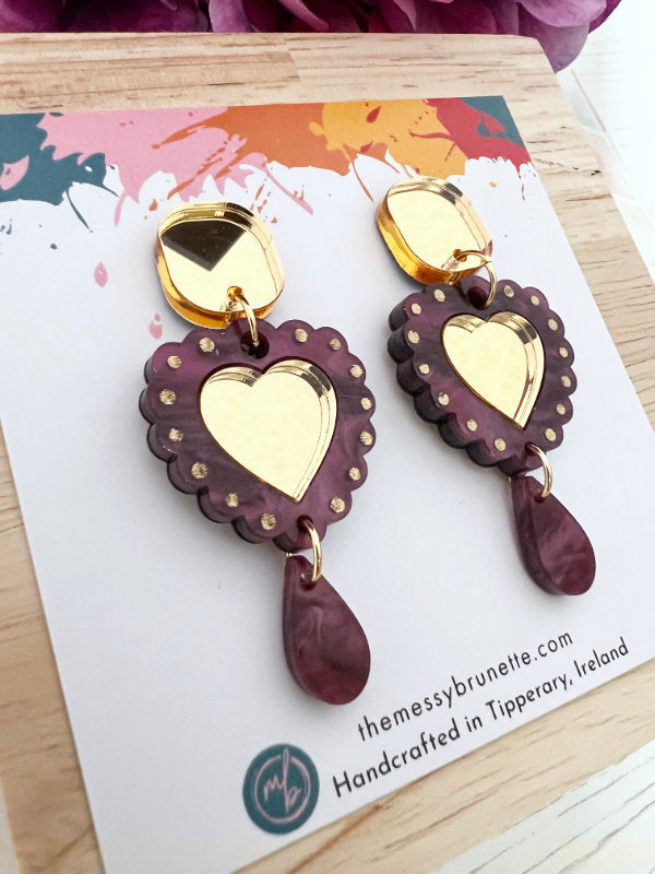 Heart Drop Earrings in 2 Styles
