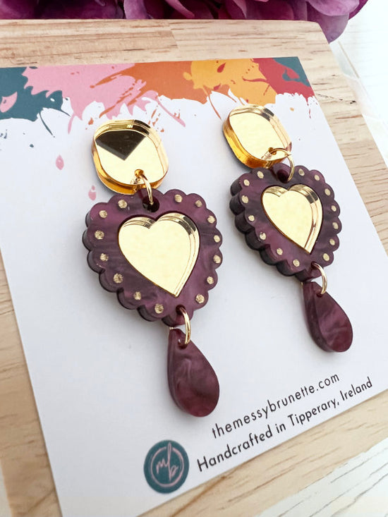 Heart Drop Earrings in 2 Styles