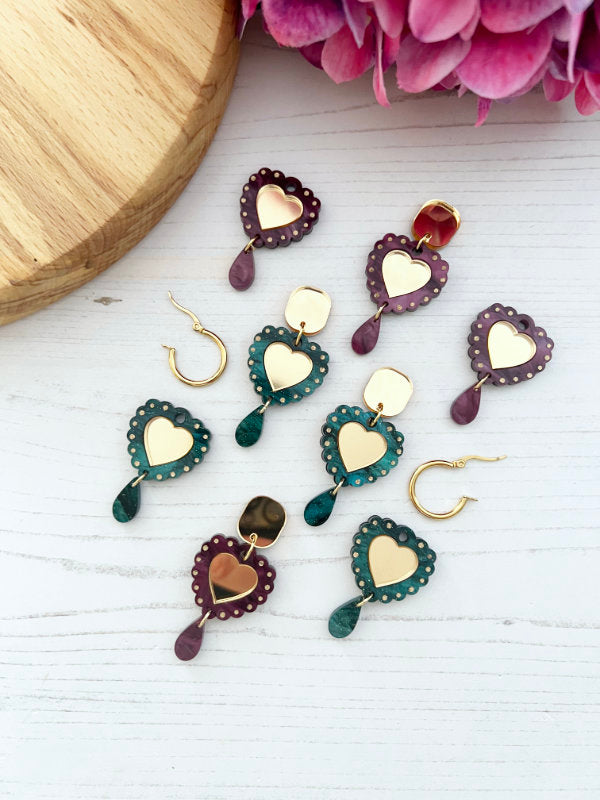 Heart Drop Earrings in 2 Styles
