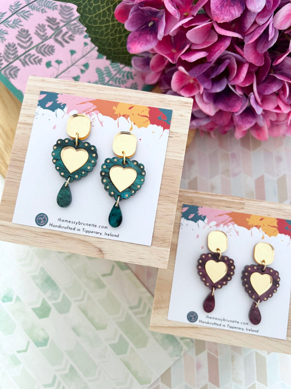 Heart Drop Earrings in 2 Styles
