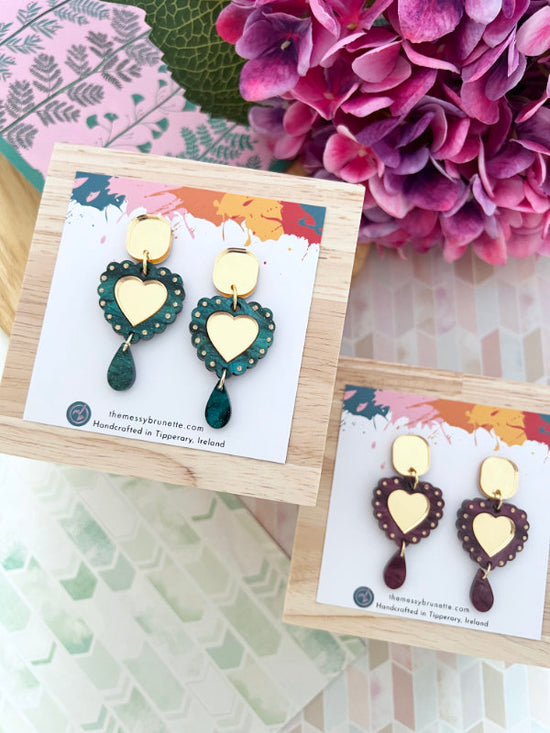 Heart Drop Earrings in 2 Styles