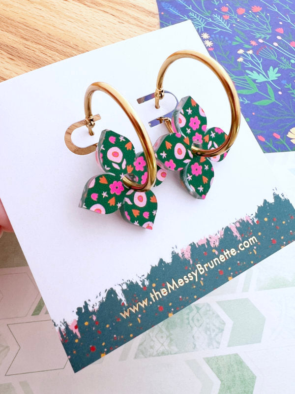 Mini Floral Petal Hoop Earrings