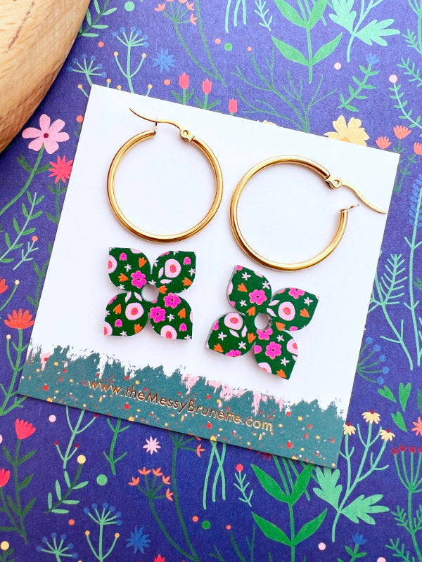 Mini Floral Petal Hoop Earrings