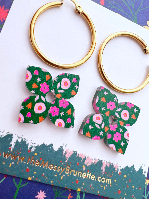 Mini Floral Petal Hoop Earrings