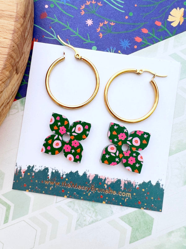 Mini Floral Petal Hoop Earrings