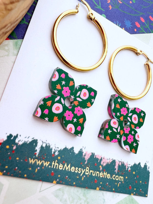 Mini Floral Petal Hoop Earrings