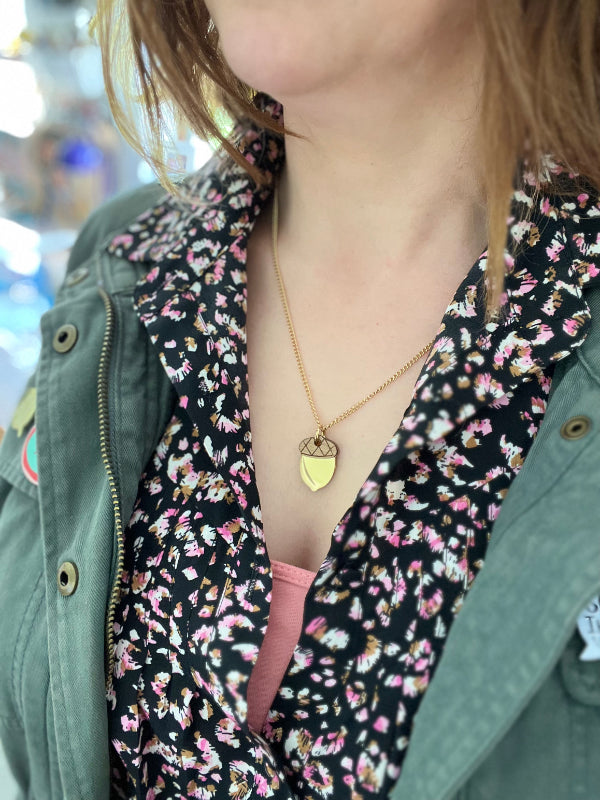 Acorn Charm Necklace in 2 Styles