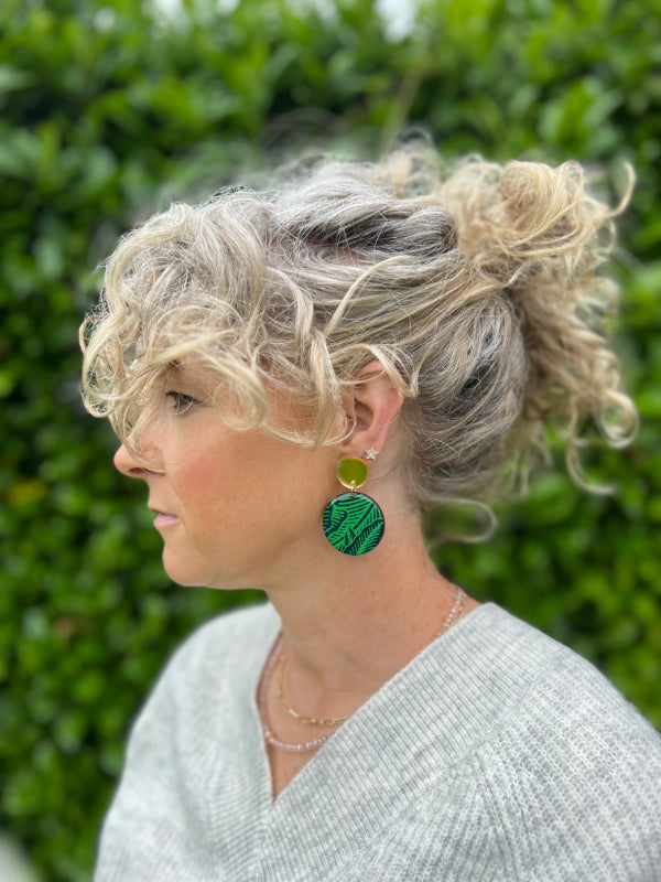 Green & Navy Statement Earrings earrings The Messy Brunette