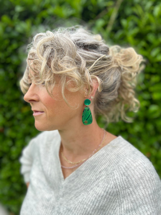 Green & Navy Statement Earrings earrings The Messy Brunette