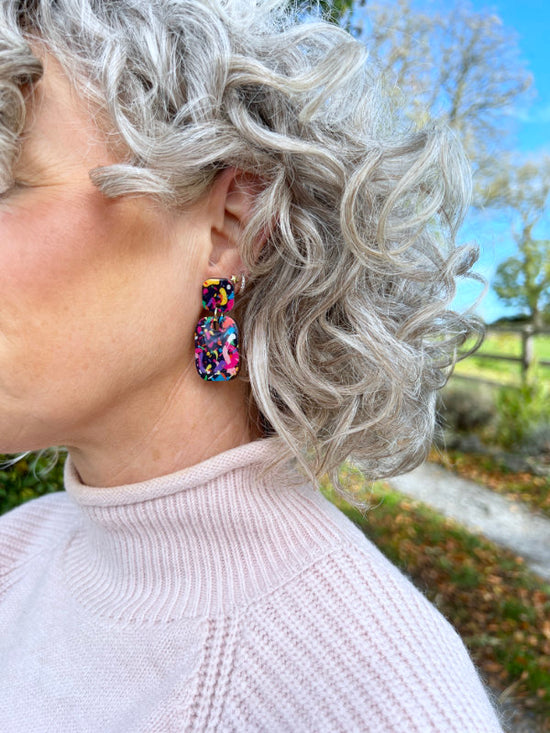 Multi Coloured Confetti Party Earrings in 2 Styles | Bars and Hearts