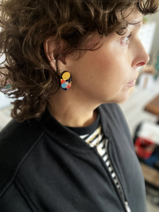 Multi Colour Statement Stud Earrings