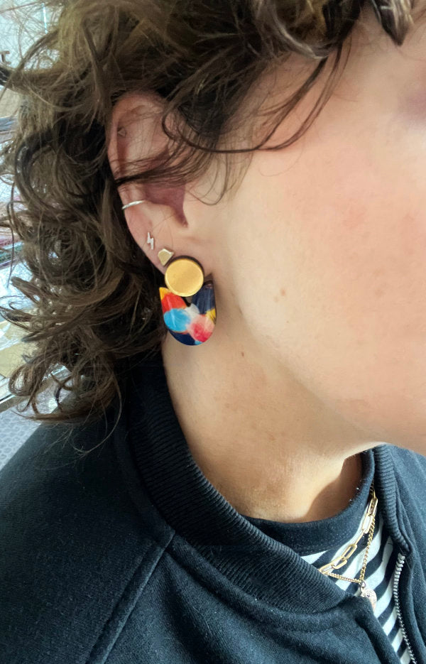 Multi Colour Statement Stud Earrings