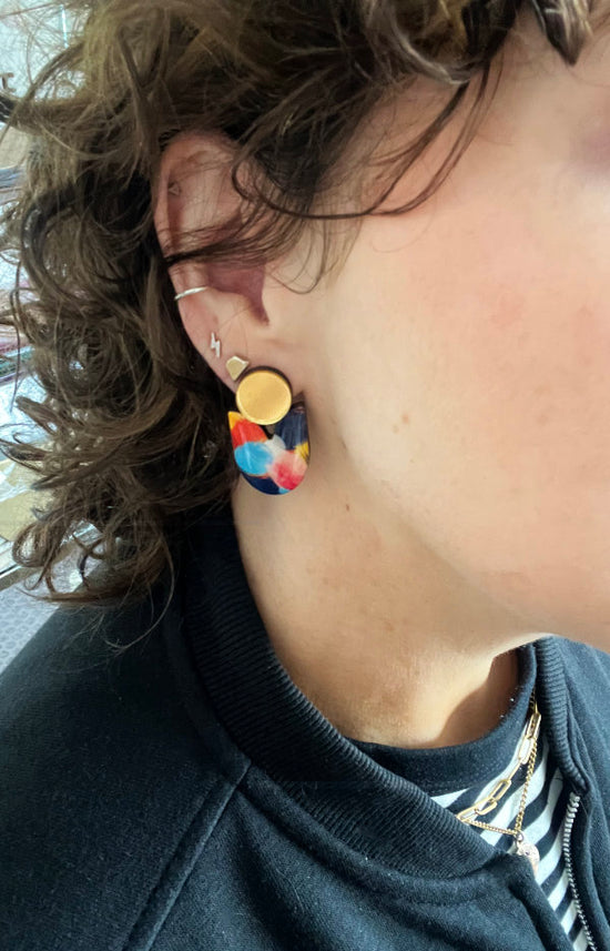 Multi Colour Statement Stud Earrings