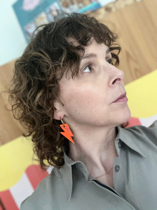 Amber Bolt Hoop Earrings