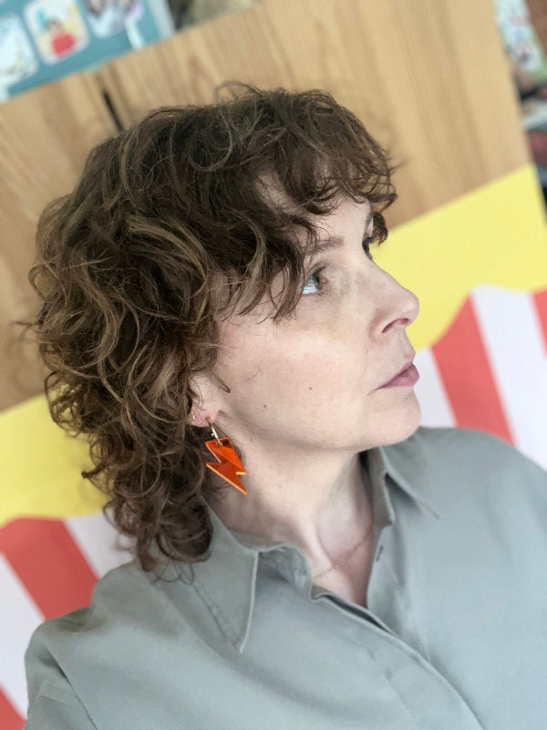 Amber Bolt Hoop Earrings