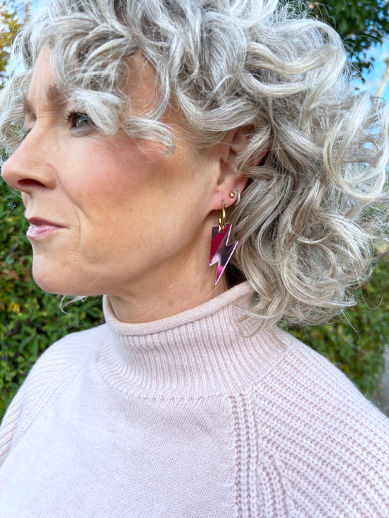 Royal Blue Bolt Hoops Earrings