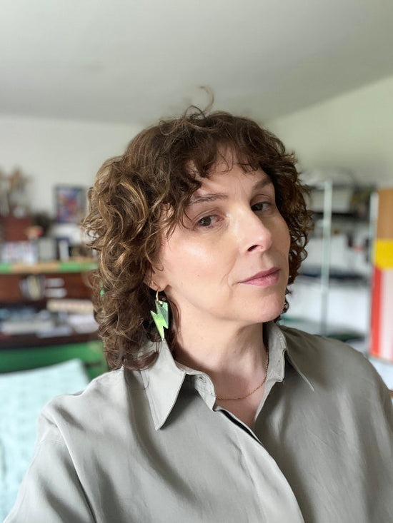 Green Bolt Hoop Earrings