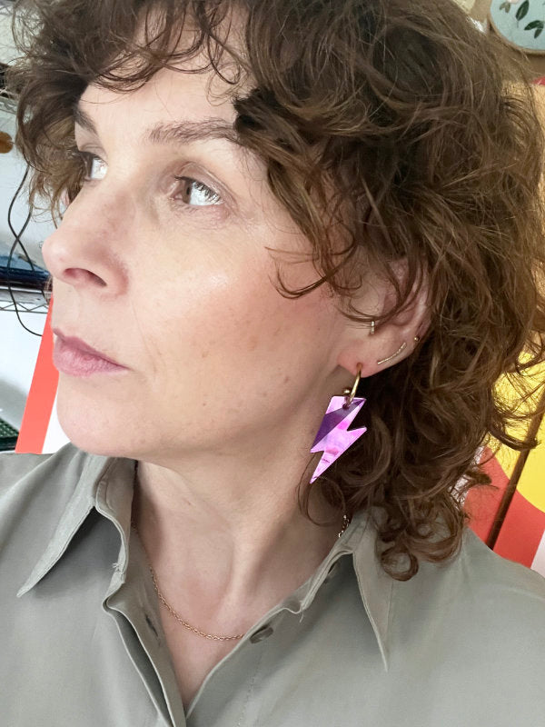 Lilac Bolt Hoop Earrings