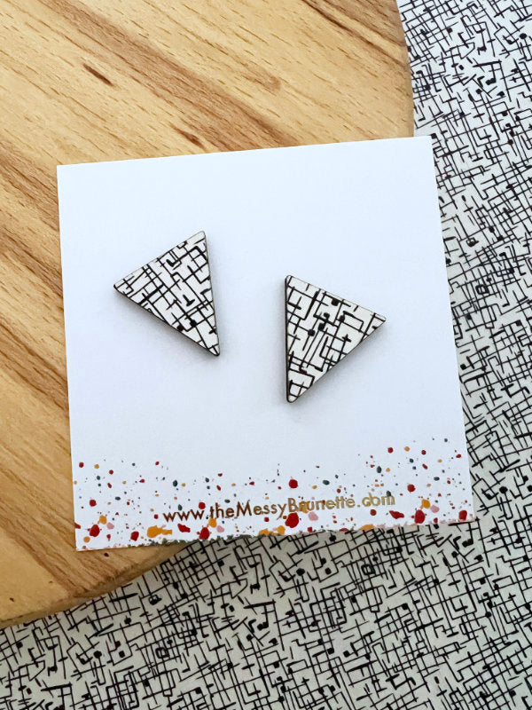 Monochrome Large Triangle Stud Earrings