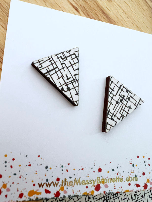 Monochrome Large Triangle Stud Earrings