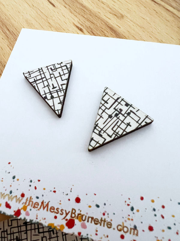 Monochrome Large Triangle Stud Earrings