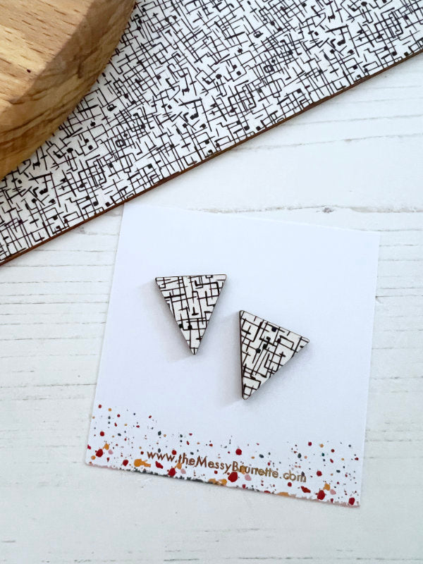 Monochrome Large Triangle Stud Earrings