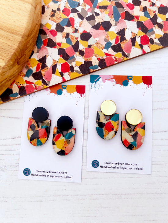 Colourful Mosaic Large Stud Drops