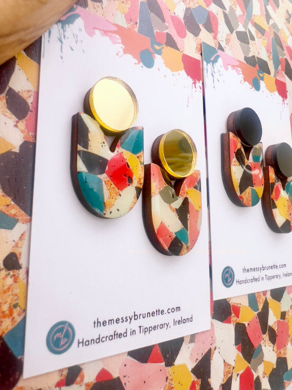 Colourful Mosaic Large Stud Drops