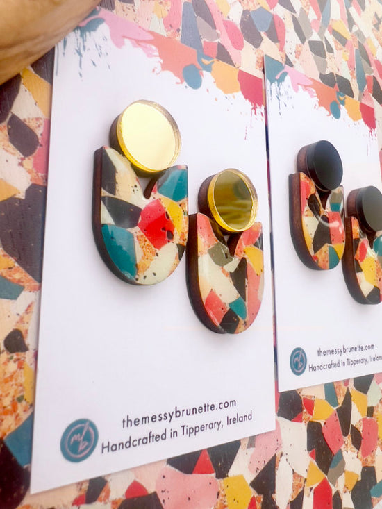 Colourful Mosaic Large Stud Drops