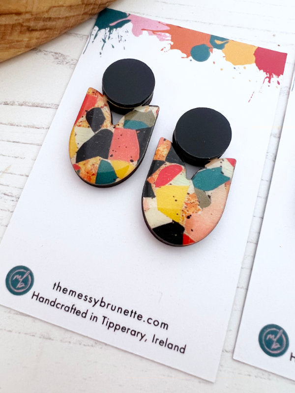 Colourful Mosaic Large Stud Drops
