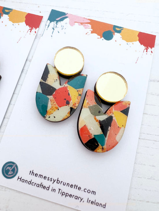 Colourful Mosaic Large Stud Drops