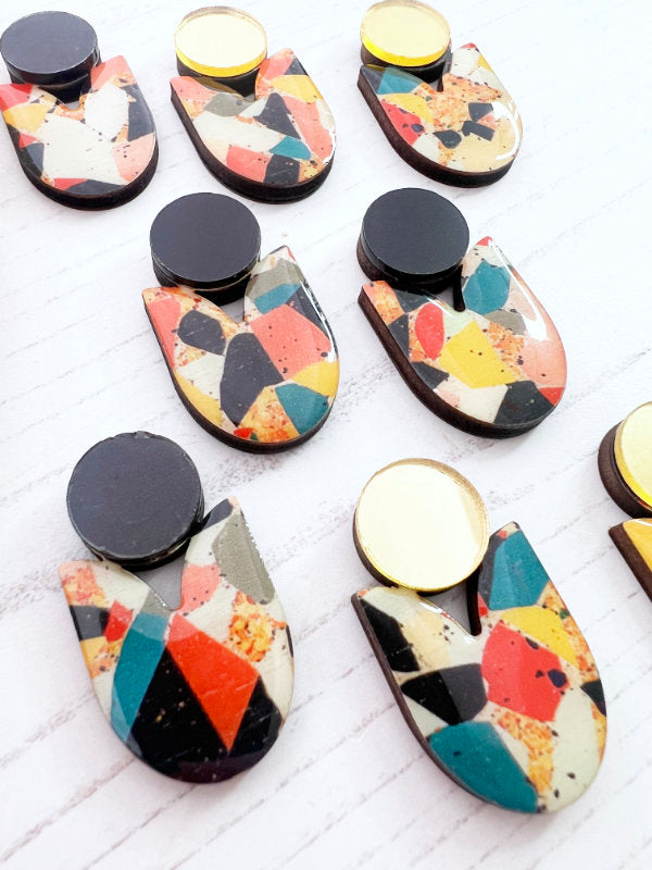 Colourful Mosaic Large Stud Drops