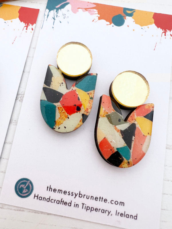 Colourful Mosaic Large Stud Drops